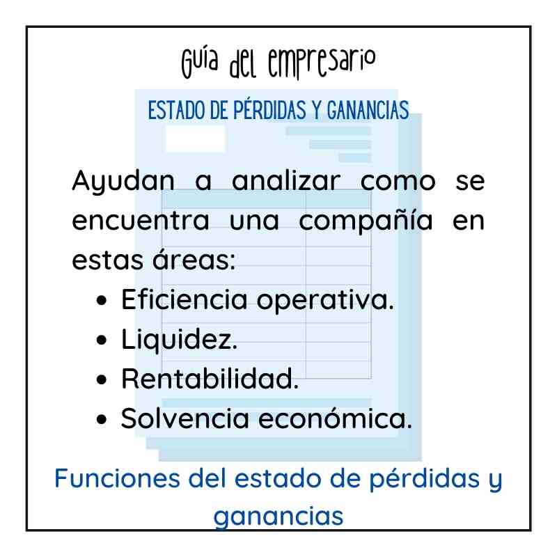 Funciones del estado de pérdidas y ganancias