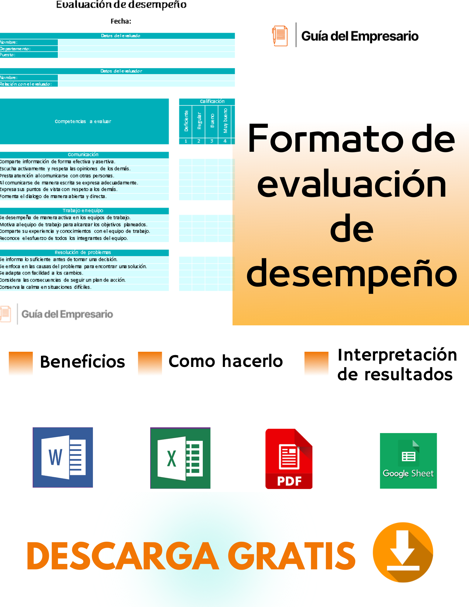 Evaluación De Desempeño Formato Plantillas Excel Word Pdf 2023