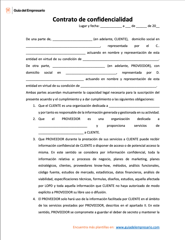 Visualización de contrato de confidencialidad en PDF